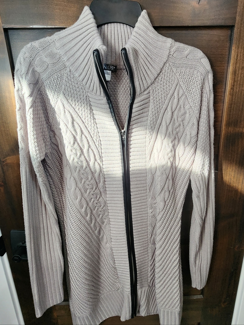VENUS FAUX LEATHER TRIM CARDIGAN
